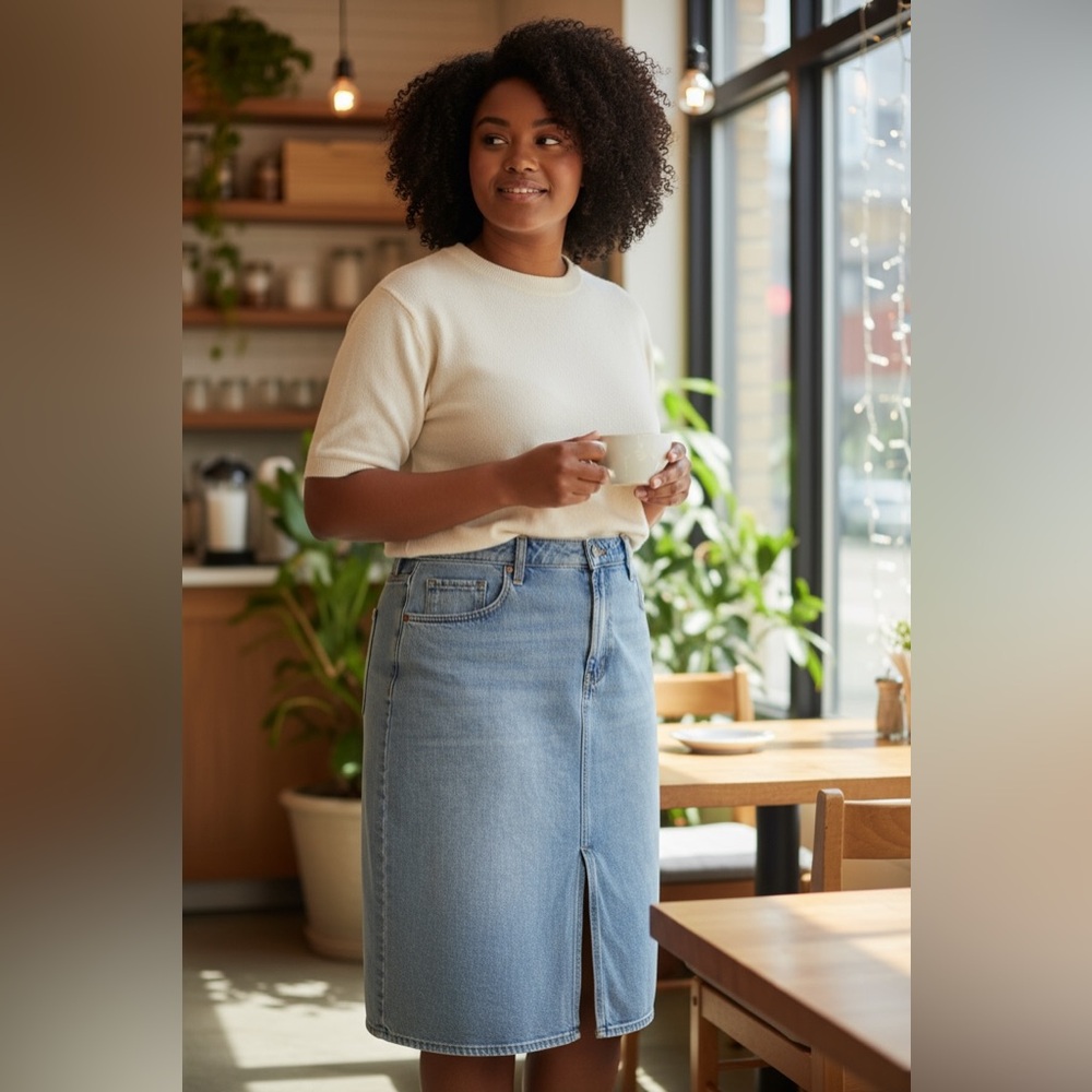 Old Navy Light Blue Denim Maxi Skirt, size 16